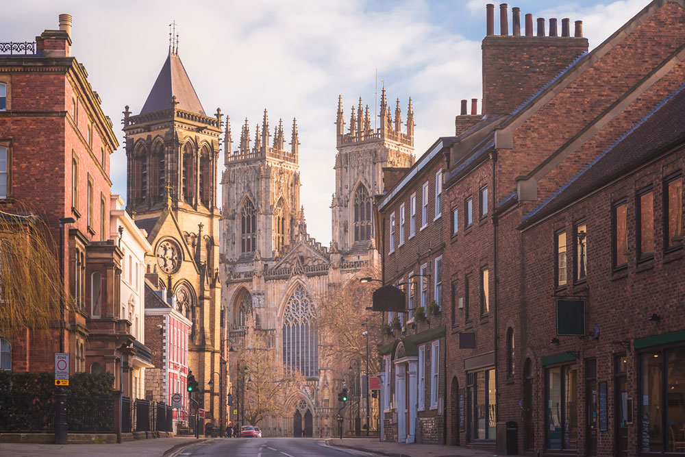 Street view in York city centre representing the local community